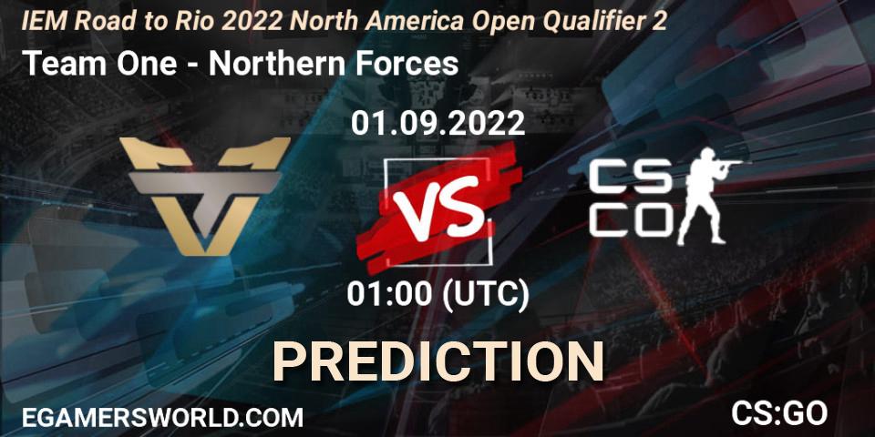 Team One - Northern Forces: ennuste. 01.09.2022 at 01:00, Counter-Strike (CS2), IEM Road to Rio 2022 North America Open Qualifier 2