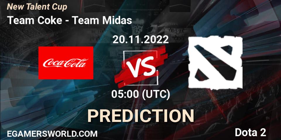Team Coke - Team Midas: ennuste. 20.11.2022 at 05:18, Dota 2, New Talent Cup