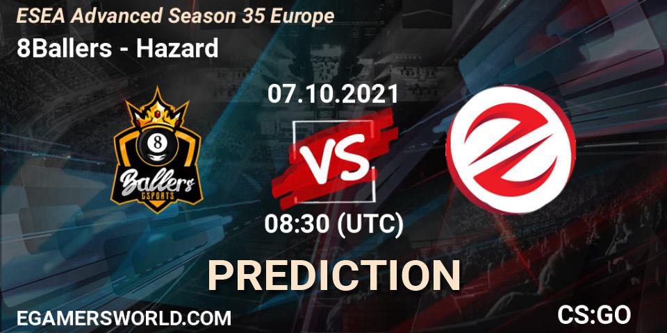 8Ballers - Hazard: ennuste. 07.10.2021 at 08:30, Counter-Strike (CS2), ESEA Advanced Season 35 Europe