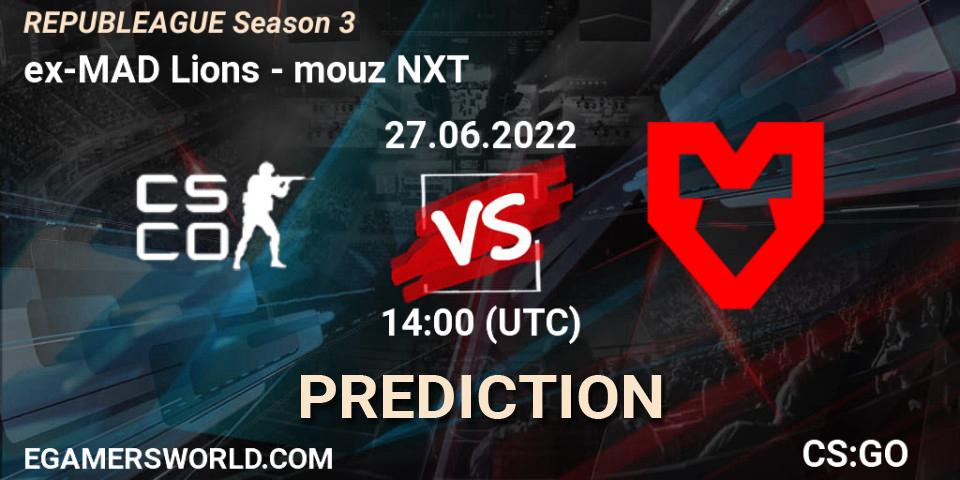 ex-MAD Lions - mouz NXT: ennuste. 27.06.2022 at 14:00, Counter-Strike (CS2), REPUBLEAGUE Season 3