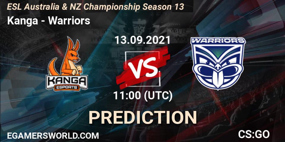 Kanga - Warriors: ennuste. 13.09.2021 at 11:10, Counter-Strike (CS2), ESL Australia & NZ Championship Season 13