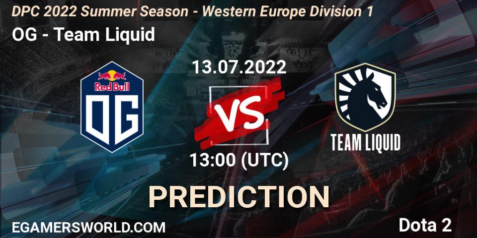 OG - Team Liquid: ennuste. 13.07.2022 at 12:55, Dota 2, DPC WEU 2021/2022 Tour 3: Division I
