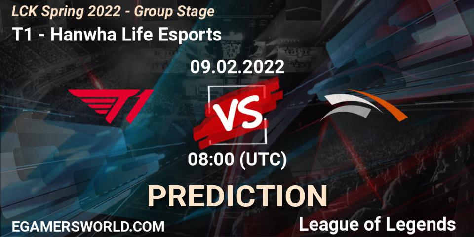 T1 - Hanwha Life Esports: ennuste. 09.02.2022 at 08:00, LoL, LCK Spring 2022 - Group Stage