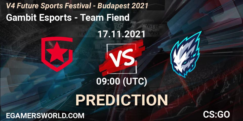 Gambit Esports - Team Fiend: ennuste. 17.11.2021 at 09:00, Counter-Strike (CS2), V4 Future Sports Festival - Budapest 2021