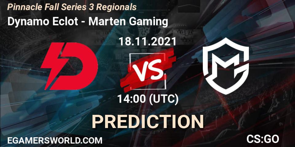 Dynamo Eclot - Marten Gaming: ennuste. 18.11.2021 at 14:00, Counter-Strike (CS2), Pinnacle Fall Series 3 Regionals