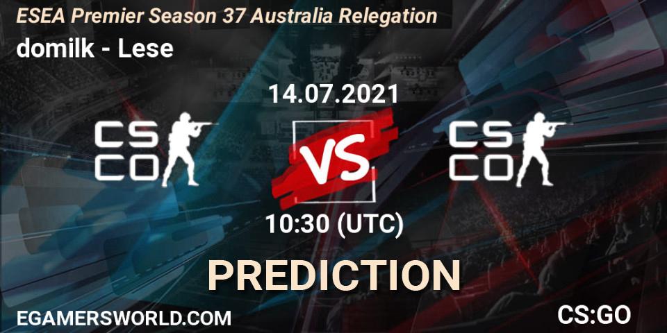 domilk - Lese: ennuste. 14.07.2021 at 10:30, Counter-Strike (CS2), ESEA Premier Season 37 Australia Relegation