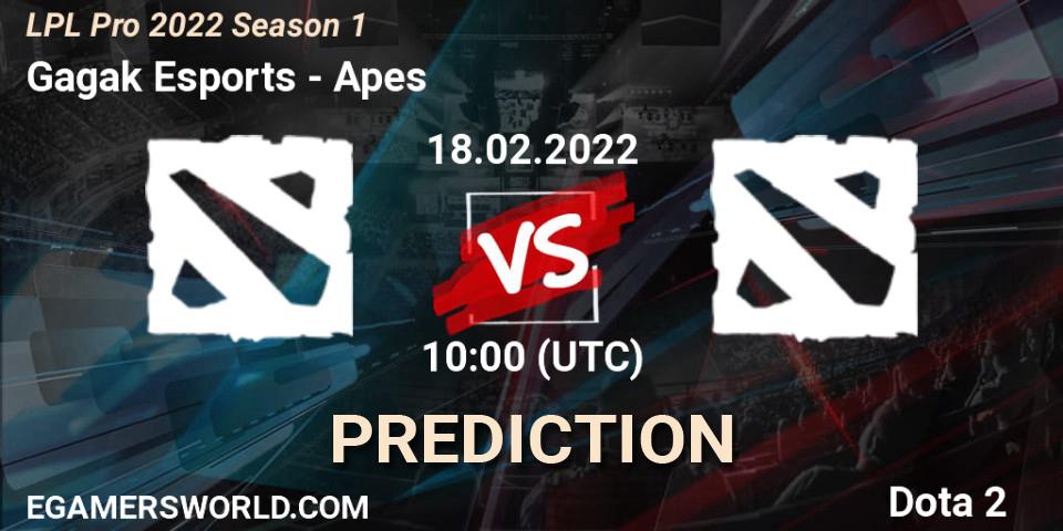 Gagak Esports - Apes: ennuste. 18.02.22, Dota 2, LPL Pro 2022 Season 1