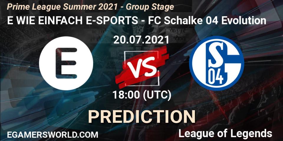 E WIE EINFACH E-SPORTS - FC Schalke 04 Evolution: ennuste. 20.07.21, LoL, Prime League Summer 2021 - Group Stage