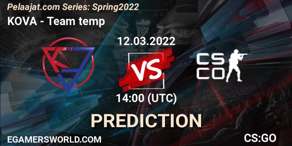 KOVA - Team temp: ennuste. 12.03.2022 at 14:00, Counter-Strike (CS2), Pelaajat.com Series: Spring 2022