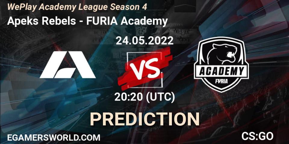 Apeks Rebels - FURIA Academy: ennuste. 24.05.2022 at 19:20, Counter-Strike (CS2), WePlay Academy League Season 4