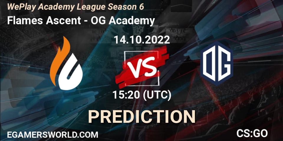 Flames Ascent - OG Academy: ennuste. 14.10.2022 at 15:20, Counter-Strike (CS2), WePlay Academy League Season 6