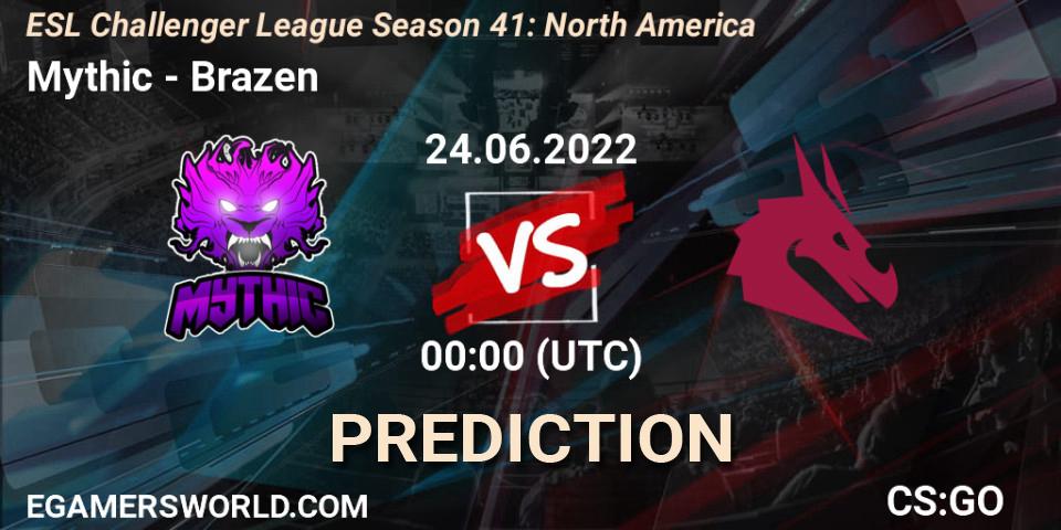Mythic - Brazen: ennuste. 24.06.2022 at 00:00, Counter-Strike (CS2), ESL Challenger League Season 41: North America