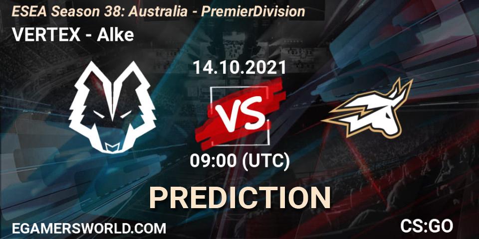 VERTEX - Alke: ennuste. 14.10.2021 at 09:00, Counter-Strike (CS2), ESEA Season 38: Australia - Premier Division