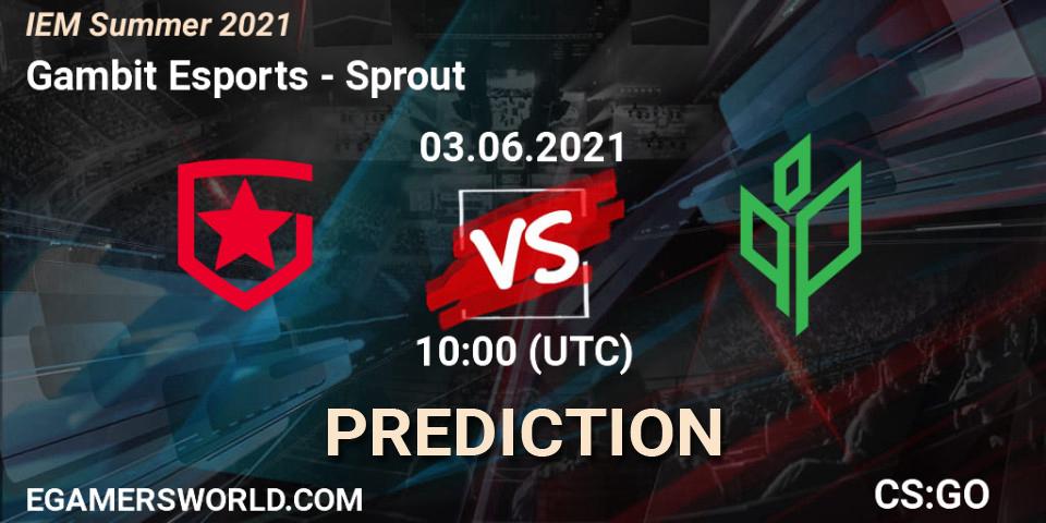 Gambit Esports - Sprout: ennuste. 03.06.21, CS2 (CS:GO), IEM Summer 2021
