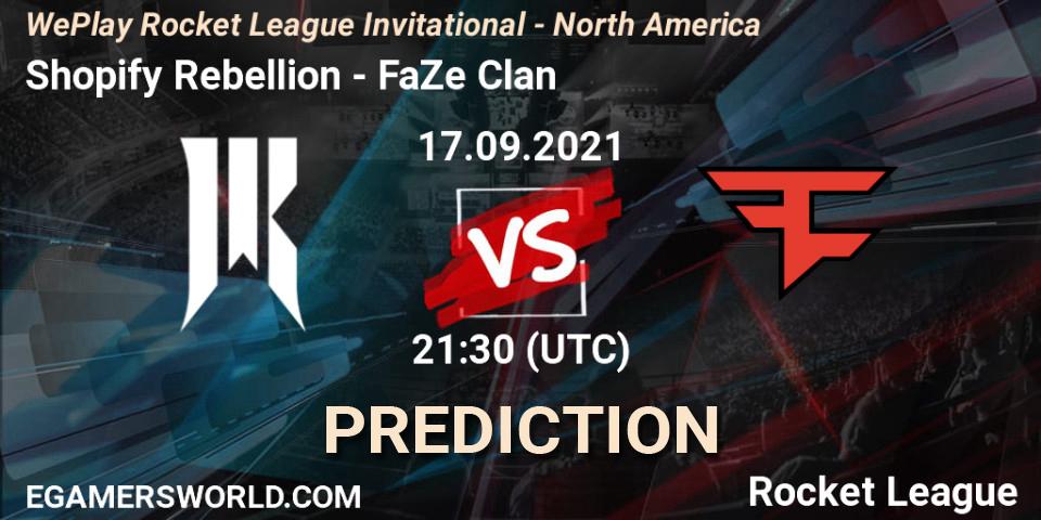 Shopify Rebellion - FaZe Clan: ennuste. 17.09.2021 at 21:30, Rocket League, WePlay Rocket League Invitational - North America