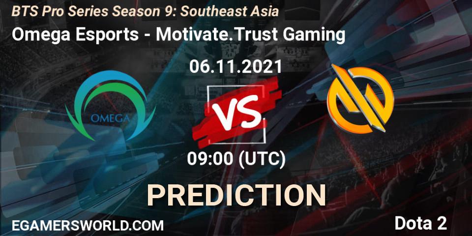 Omega Esports - Motivate.Trust Gaming: ennuste. 06.11.2021 at 09:34, Dota 2, BTS Pro Series Season 9: Southeast Asia