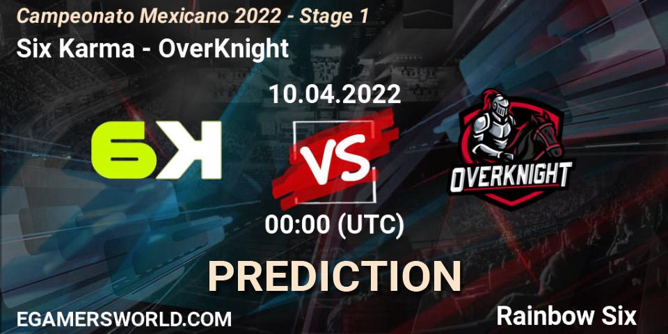 Six Karma - OverKnight: ennuste. 09.04.2022 at 23:00, Rainbow Six, Campeonato Mexicano 2022 - Stage 1