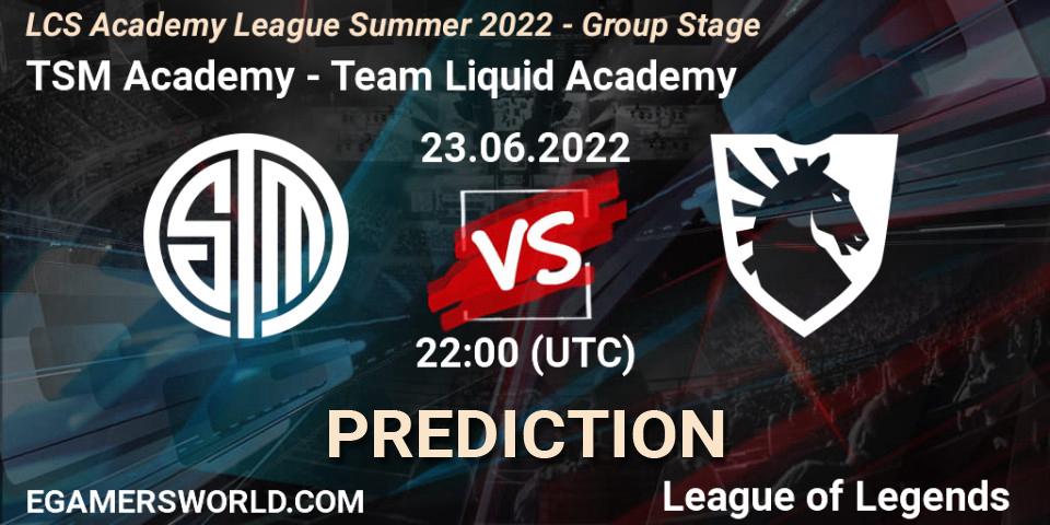 TSM Academy - Team Liquid Academy: ennuste. 23.06.2022 at 22:00, LoL, LCS Academy League Summer 2022 - Group Stage