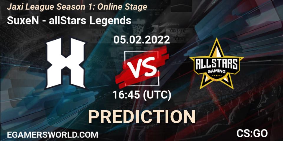 SuxeN - allStars Gaming: ennuste. 05.02.2022 at 16:45, Counter-Strike (CS2), Jaxi League Season 1: Online Stage