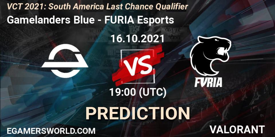 Gamelanders Blue - FURIA Esports: ennuste. 16.10.2021 at 20:00, VALORANT, VCT 2021: South America Last Chance Qualifier