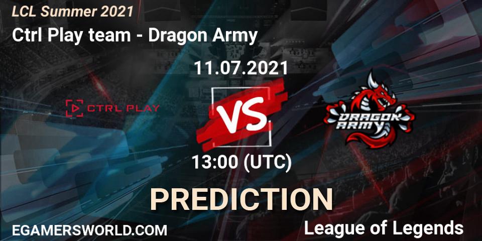 Ctrl Play team - Dragon Army: ennuste. 11.07.2021 at 13:00, LoL, LCL Summer 2021