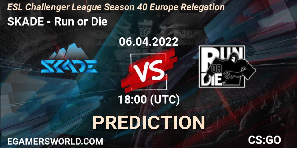 SKADE - Run or Die: ennuste. 06.04.2022 at 18:00, Counter-Strike (CS2), ESL Challenger League Season 40 Europe Relegation
