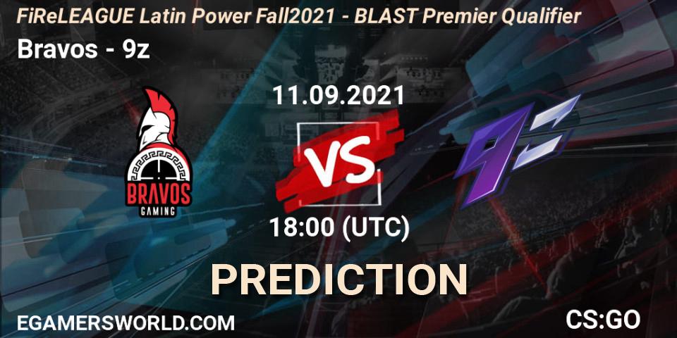 Bravos - 9z: ennuste. 11.09.2021 at 18:15, Counter-Strike (CS2), FiReLEAGUE Latin Power Fall 2021 - BLAST Premier Qualifier