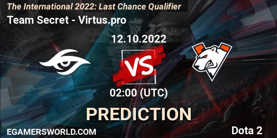 Team Secret - Virtus.pro: ennuste. 12.10.22, Dota 2, The International 2022: Last Chance Qualifier