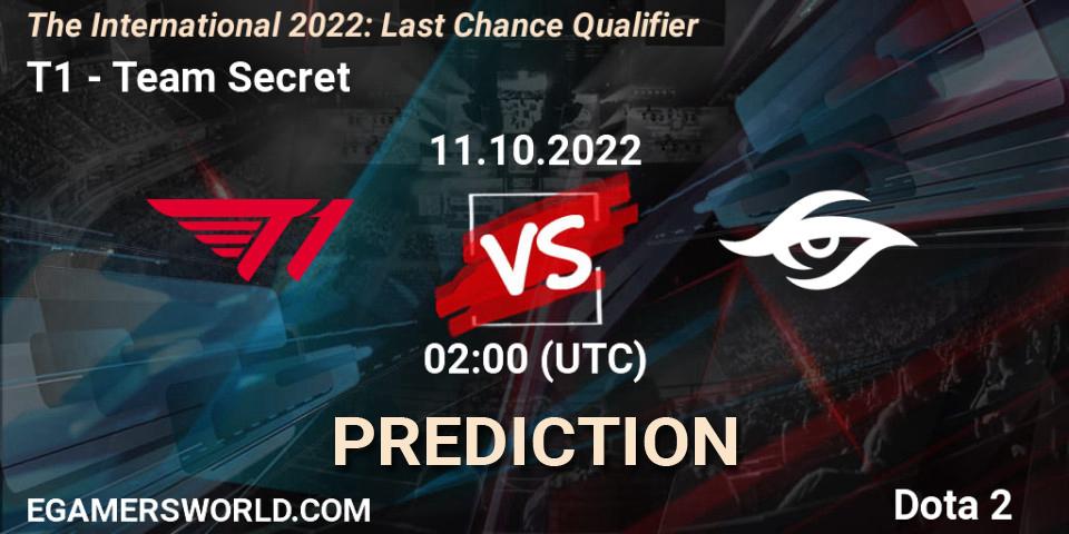 T1 - Team Secret: ennuste. 11.10.22, Dota 2, The International 2022: Last Chance Qualifier