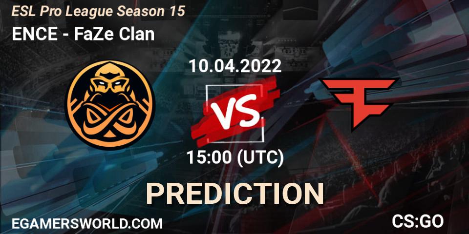 ENCE - FaZe Clan: ennuste. 10.04.2022 at 15:00, Counter-Strike (CS2), ESL Pro League Season 15
