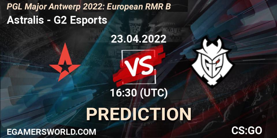 Astralis - G2 Esports: ennuste. 23.04.2022 at 13:55, Counter-Strike (CS2), PGL Major Antwerp 2022: European RMR B