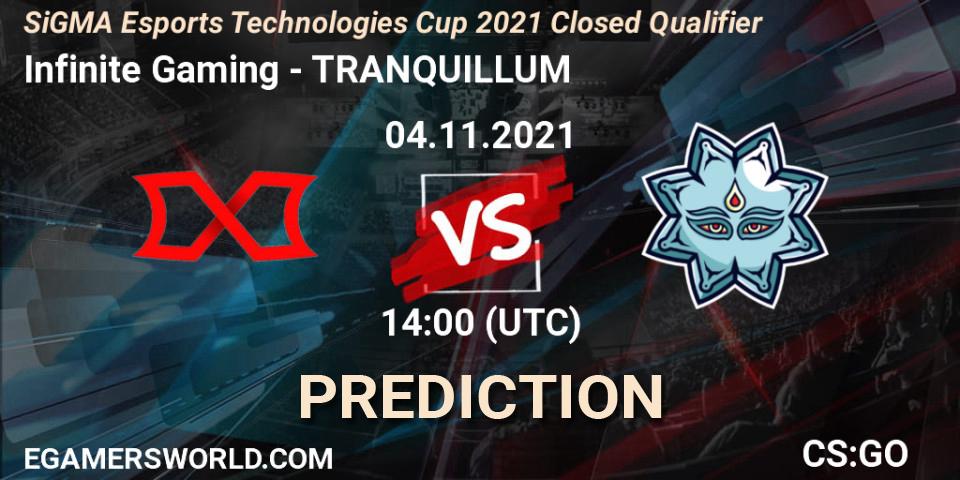 Infinite Gaming - TRANQUILLUM: ennuste. 04.11.2021 at 14:00, Counter-Strike (CS2), SiGMA Esports Technologies Cup 2021 Closed Qualifier