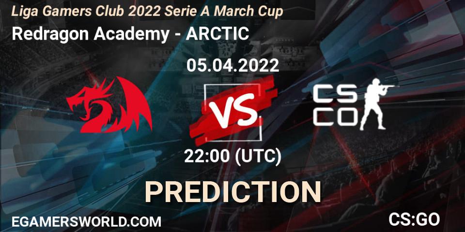 Redragon Academy - ARCTIC: ennuste. 05.04.2022 at 22:45, Counter-Strike (CS2), Liga Gamers Club 2022 Serie A March Cup