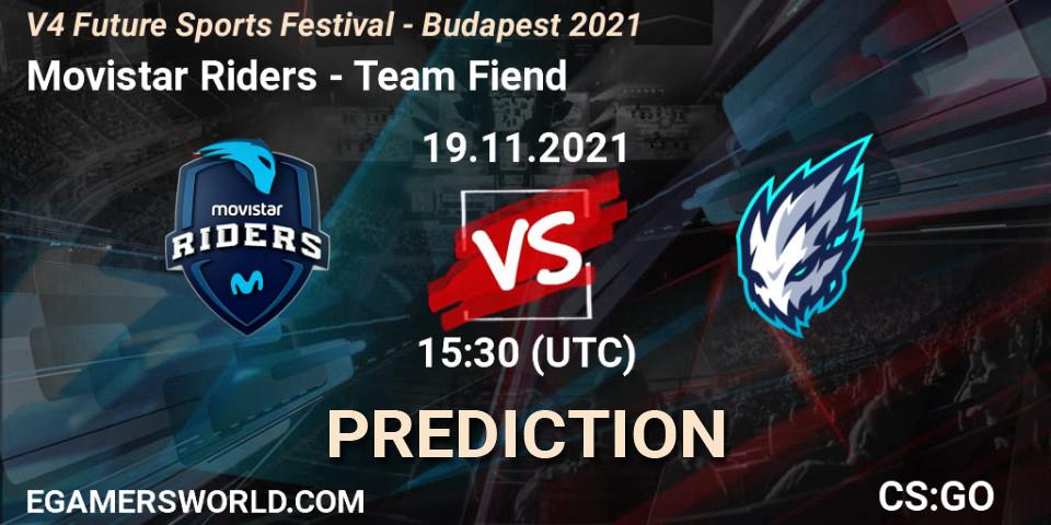 Movistar Riders - Team Fiend: ennuste. 19.11.2021 at 15:40, Counter-Strike (CS2), V4 Future Sports Festival - Budapest 2021