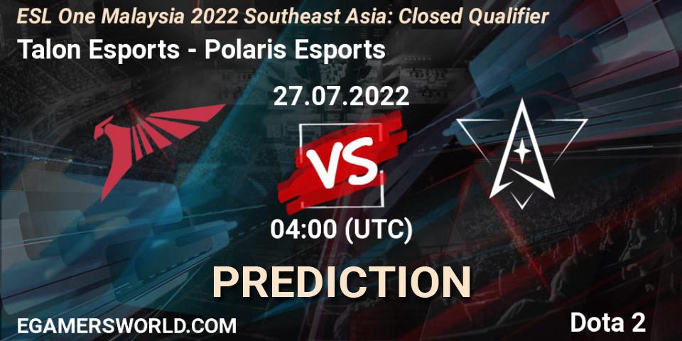 Talon Esports - Polaris Esports: ennuste. 27.07.2022 at 04:01, Dota 2, ESL One Malaysia 2022 Southeast Asia: Closed Qualifier
