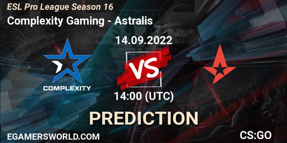 Complexity Gaming - Astralis: ennuste. 14.09.2022 at 14:00, Counter-Strike (CS2), ESL Pro League Season 16