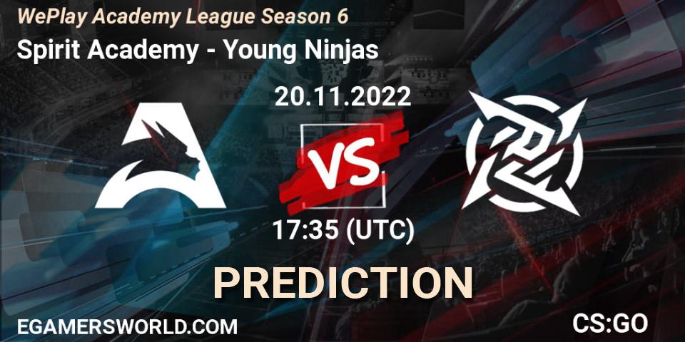 Spirit Academy - Young Ninjas: ennuste. 20.11.2022 at 17:35, Counter-Strike (CS2), WePlay Academy League Season 6