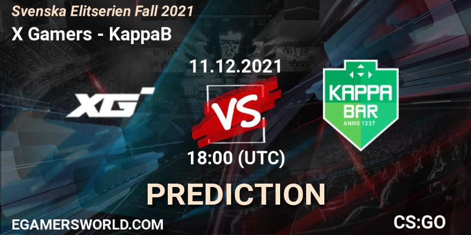 X Gamers - KappaB: ennuste. 11.12.2021 at 19:45, Counter-Strike (CS2), Svenska Elitserien Fall 2021