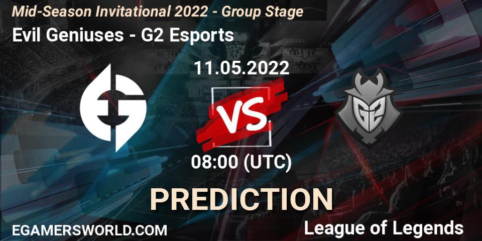 Evil Geniuses - G2 Esports: ennuste. 14.05.2022 at 06:00, LoL, Mid-Season Invitational 2022 - Group Stage
