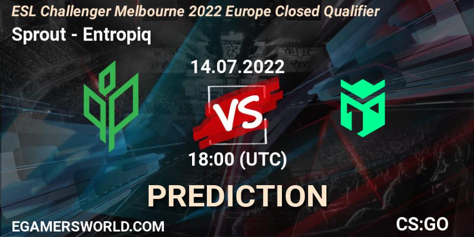 Sprout - Entropiq: ennuste. 14.07.2022 at 18:00, Counter-Strike (CS2), ESL Challenger Melbourne 2022 Europe Closed Qualifier