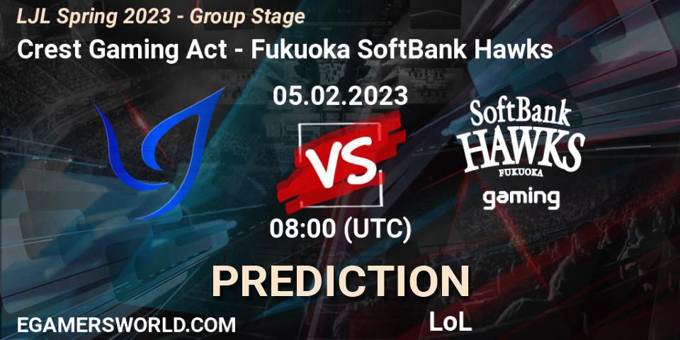 Crest Gaming Act - Fukuoka SoftBank Hawks: ennuste. 05.02.23, LoL, LJL Spring 2023 - Group Stage