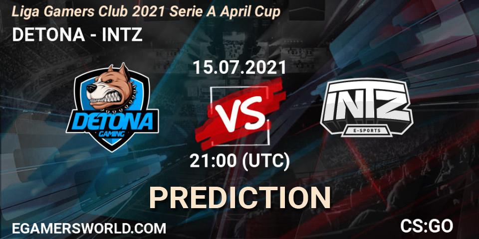 DETONA - INTZ: ennuste. 15.07.2021 at 21:00, Counter-Strike (CS2), Liga Gamers Club 2021 Serie A April Cup