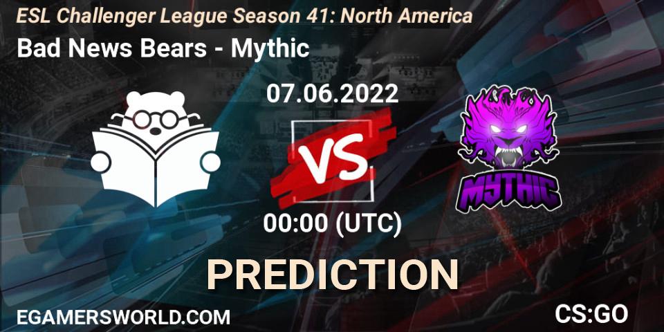 Bad News Bears - Mythic: ennuste. 07.06.2022 at 00:00, Counter-Strike (CS2), ESL Challenger League Season 41: North America