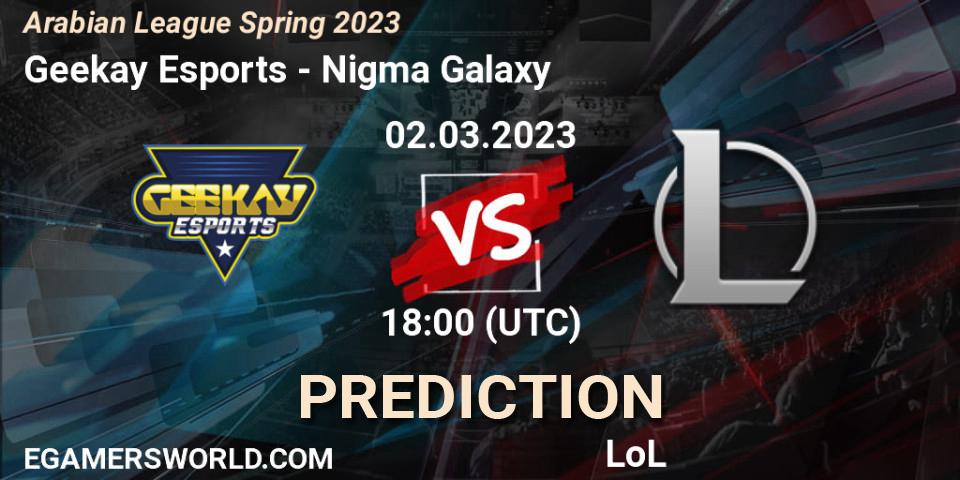 Geekay Esports - Nigma Galaxy MENA: ennuste. 09.02.23, LoL, Arabian League Spring 2023
