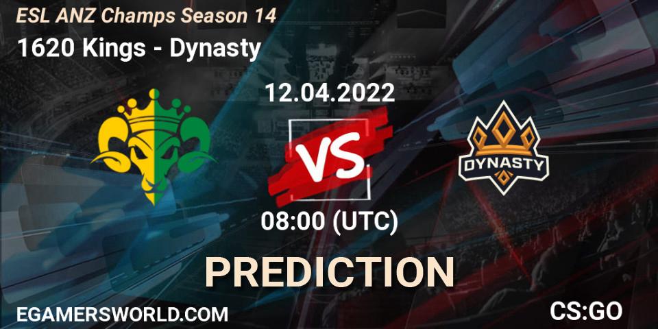 1620 Kings - Dynasty: ennuste. 12.04.2022 at 08:00, Counter-Strike (CS2), ESL ANZ Champs Season 14