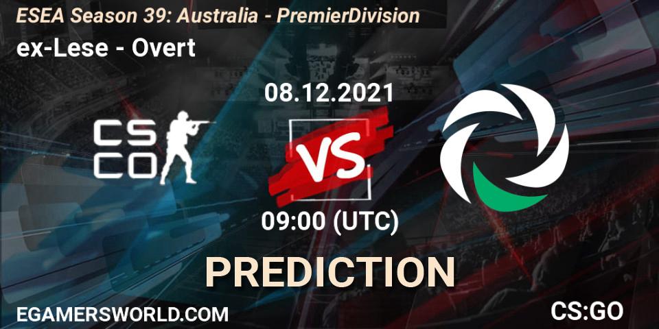 ex-Lese - Overt: ennuste. 08.12.2021 at 09:00, Counter-Strike (CS2), ESEA Season 39: Australia - Premier Division