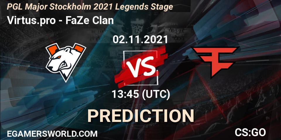 Virtus.pro - FaZe Clan: ennuste. 02.11.2021 at 14:20, Counter-Strike (CS2), PGL Major Stockholm 2021 Legends Stage