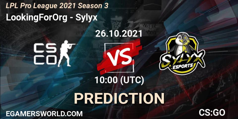 LookingForOrg - Sylyx: ennuste. 26.10.2021 at 10:10, Counter-Strike (CS2), LPL Pro League 2021 Season 3