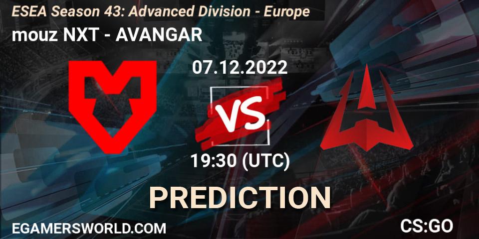 mouz NXT - AVANGAR: ennuste. 07.12.22, CS2 (CS:GO), ESEA Season 43: Advanced Division - Europe