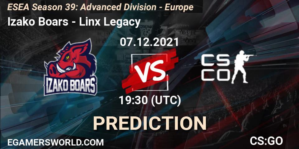 Izako Boars - Linx Legacy eSport: ennuste. 07.12.21, CS2 (CS:GO), ESEA Season 39: Advanced Division - Europe